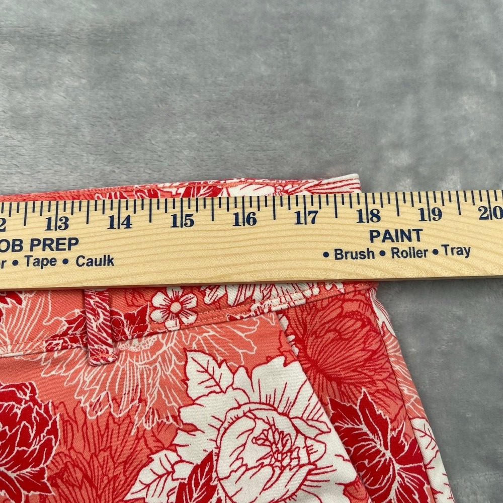 Isaac Mizrahi Shorts 12 Coral Floral Print Cotton Chino 5" Vacation Tropical - Picture 5 of 15